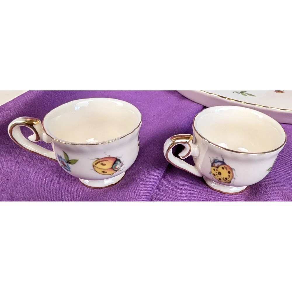 Burton + BURTON Mini Porcelain Insect Tea Set Morning Meadow 10 pieces Gold NIB